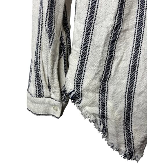 Cloth & Stone Anthropologie Cotton White Blue Stripe Button Down Shirt Women Med - Picture 7 of 12